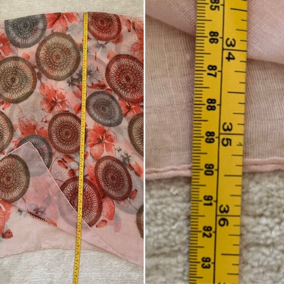 Floral Print Sheer Scarf Wrap Shawl Scarf Rectangle 71in x 29in - Picture 4 of 8